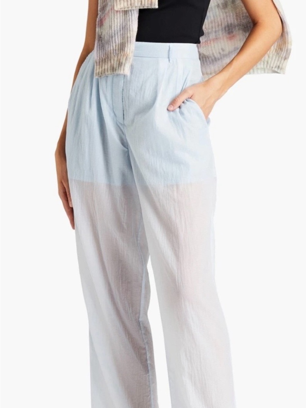 MCQ Alexander McQueen Blue Silk Blend Wide Leg Pants NWT Size S